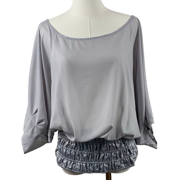 Nikibiki Tops - NikiBiki Light Gray Shirt Sleeve Smocked Waist Top Size Medium